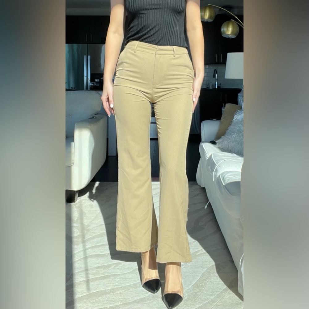 Princess Polly Tan Kick Flare Trousers